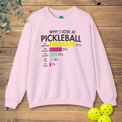 Why I Lose at Pickleball Sweatshirt
