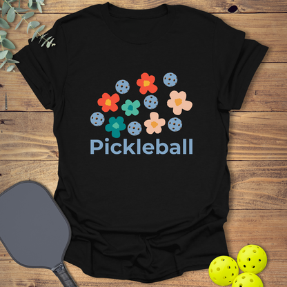 Retro Flowers Pickleball T-Shirt
