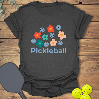 Retro Flowers Pickleball T-Shirt