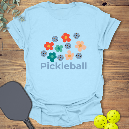 Retro Flowers Pickleball T-Shirt