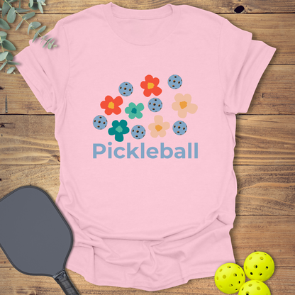 Retro Flowers Pickleball T-Shirt