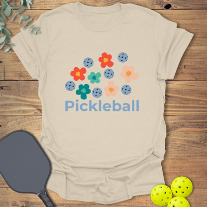 Retro Flowers Pickleball T-Shirt