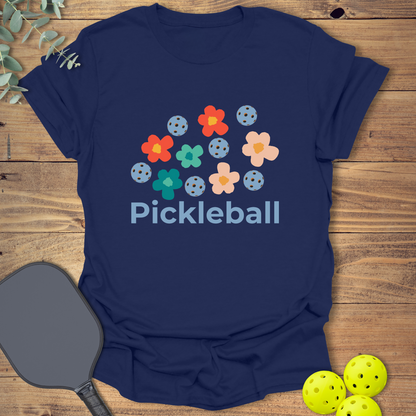 Retro Flowers Pickleball T-Shirt
