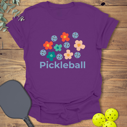 Retro Flowers Pickleball T-Shirt