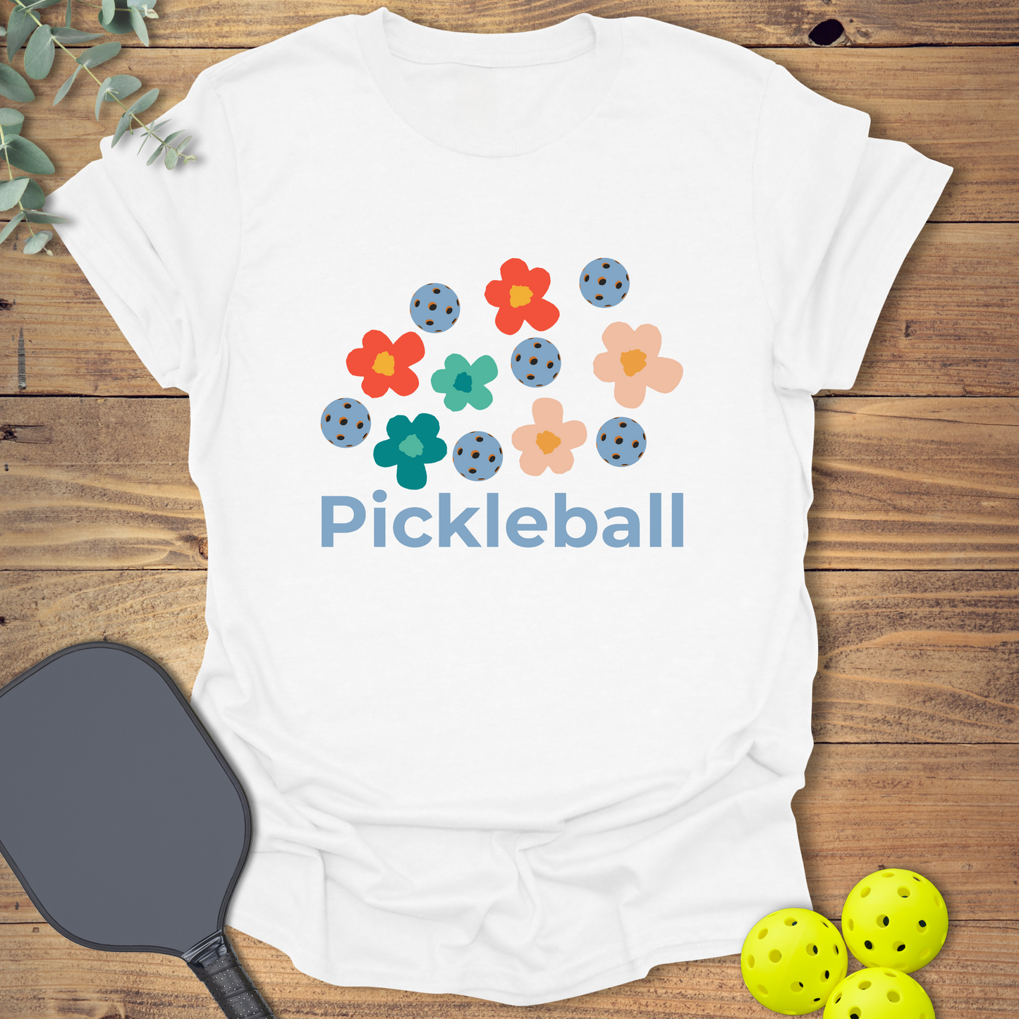 Retro Flowers Pickleball T-Shirt