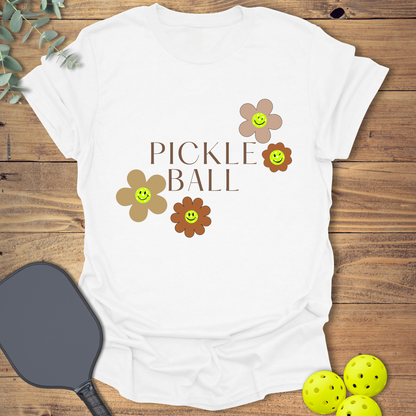 Smiley Face Flowers Pickleball T-Shirt