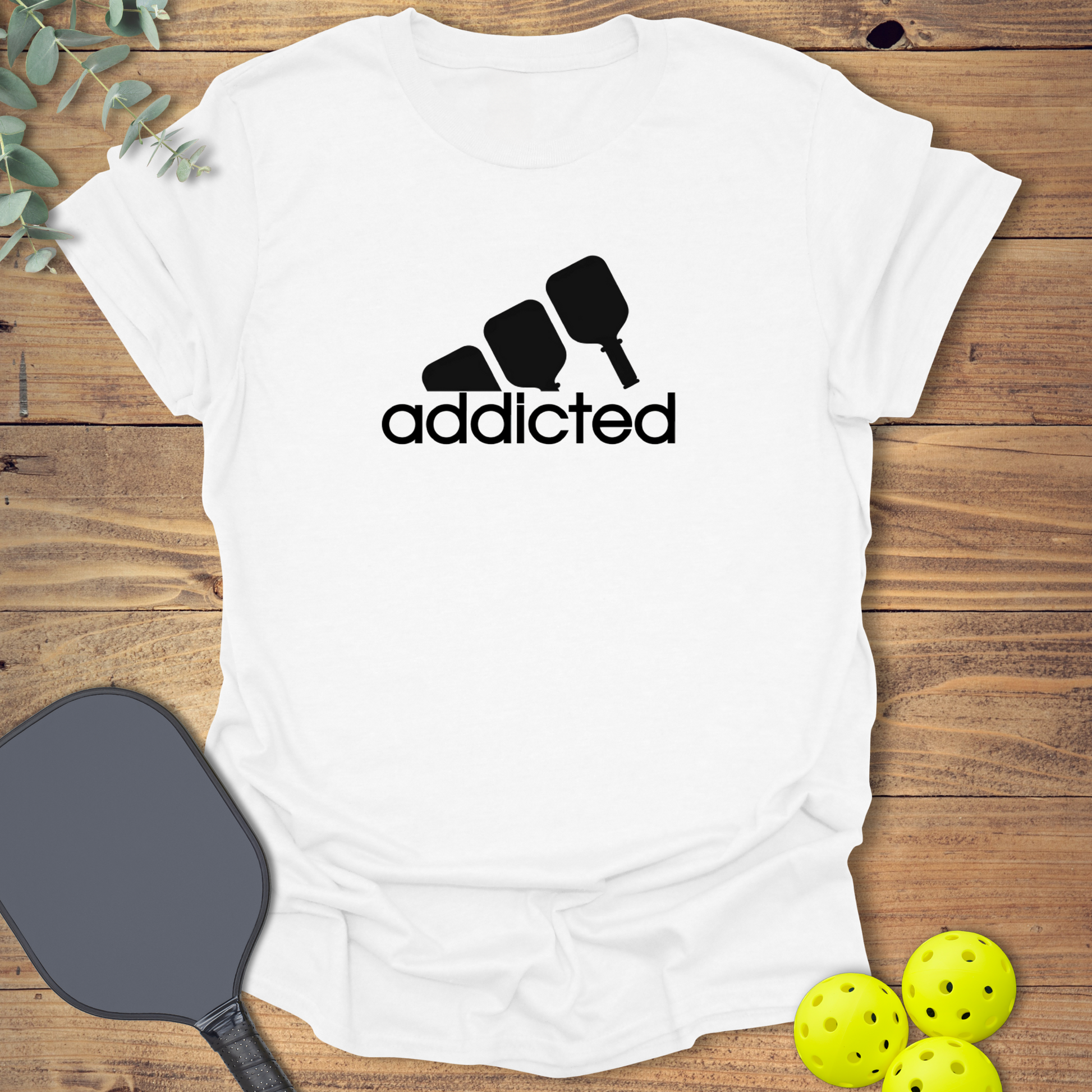 pickleball t-shirt for the addicted player in white