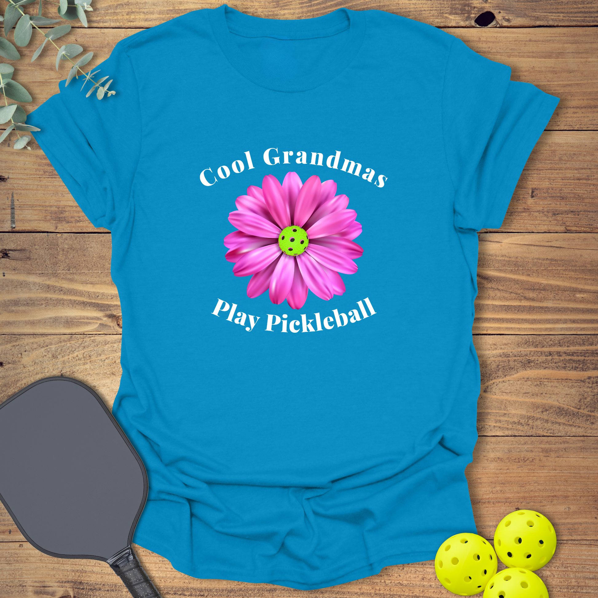 Funny pickleball t-shirt for grandmas in blue