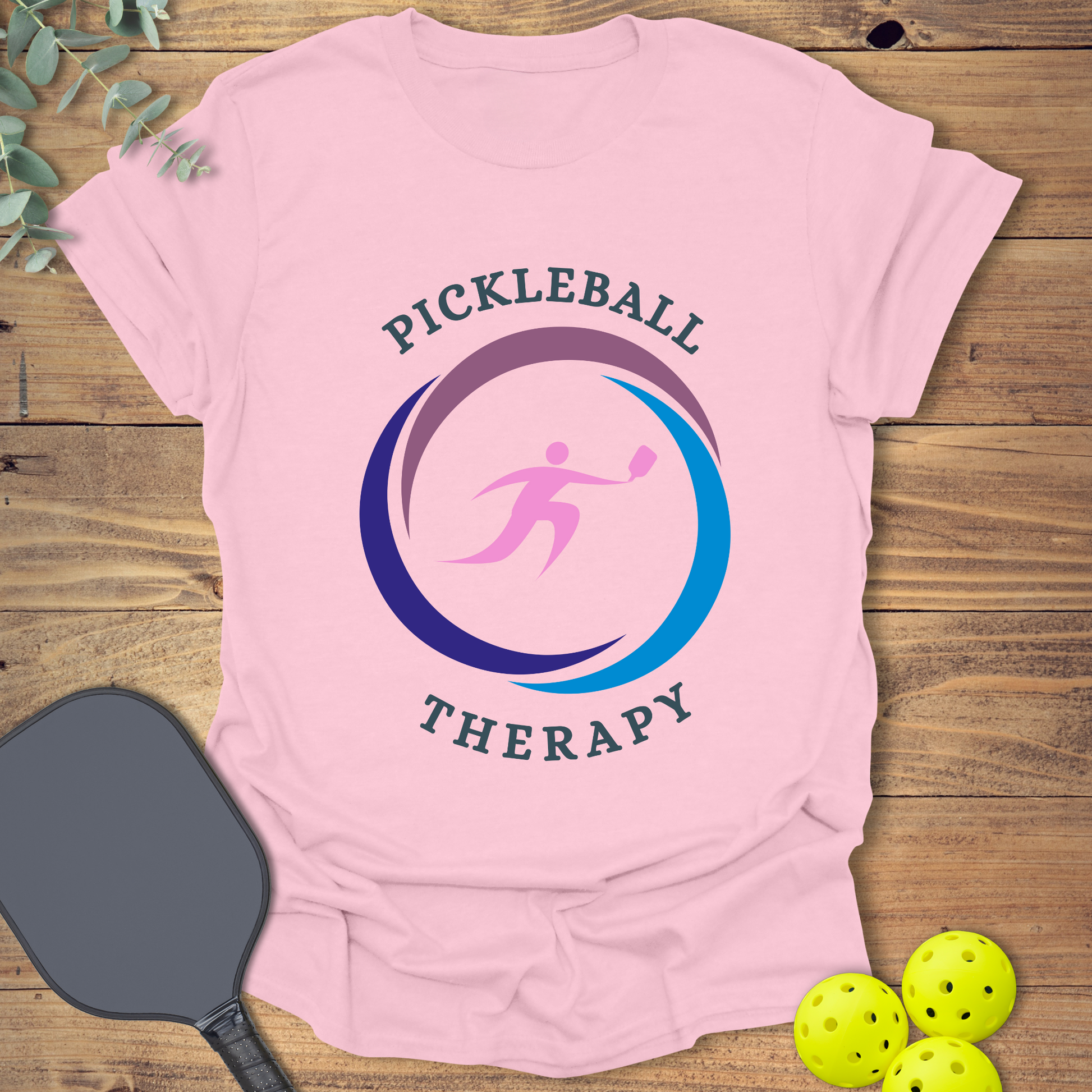 Fun pickleball t-shirt in light pink