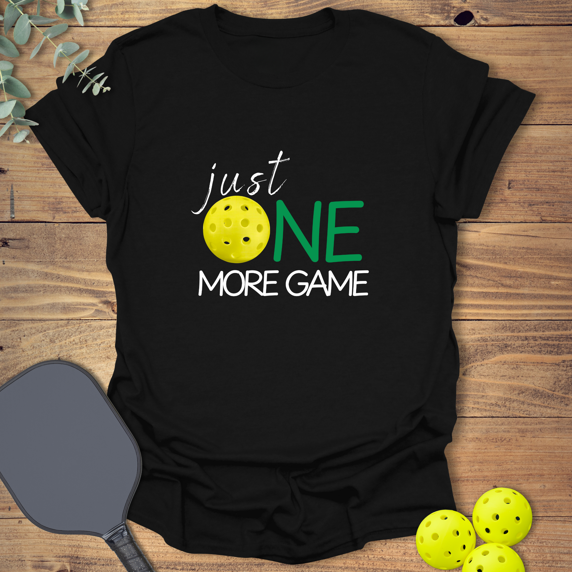 funny pickleball t-shirt with a bright design in black