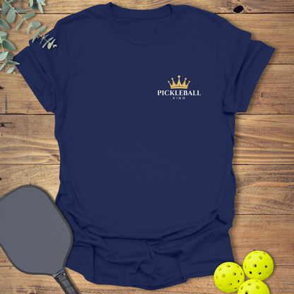 champion king pickleball t-shirt with a crown design in navy