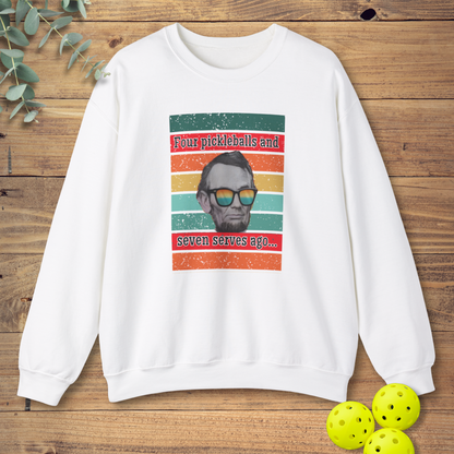 funny pickleball sweatshirt with a american patriotic design in white