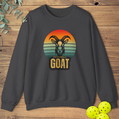 GOAT pickleball sweatshirt with a retro-style design in dark grey