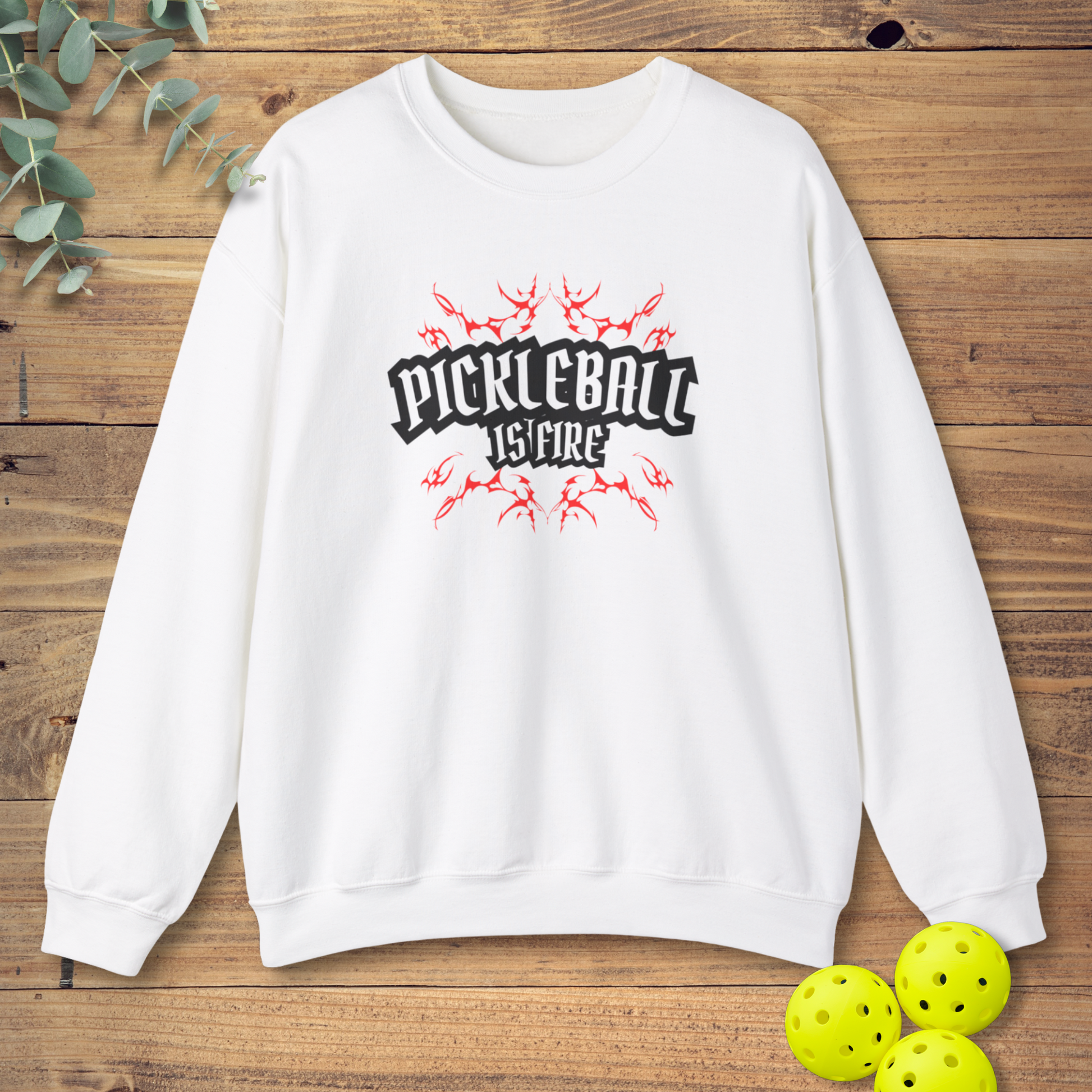 fire pickleball sweatshirt in white