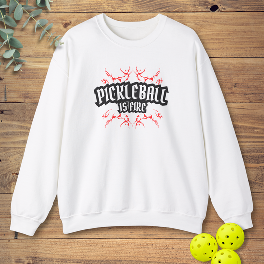 fire pickleball sweatshirt in white