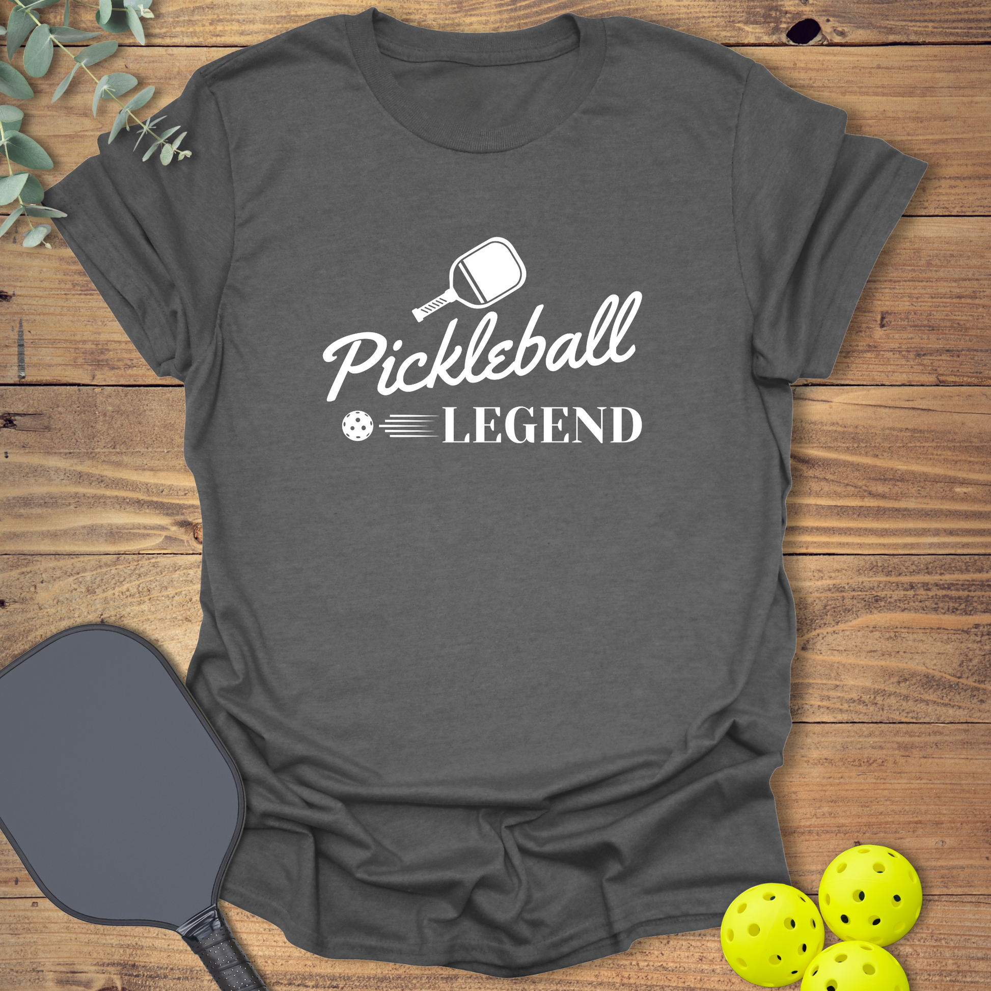 legendary pickleball t-shirt with a classic slogan in grey