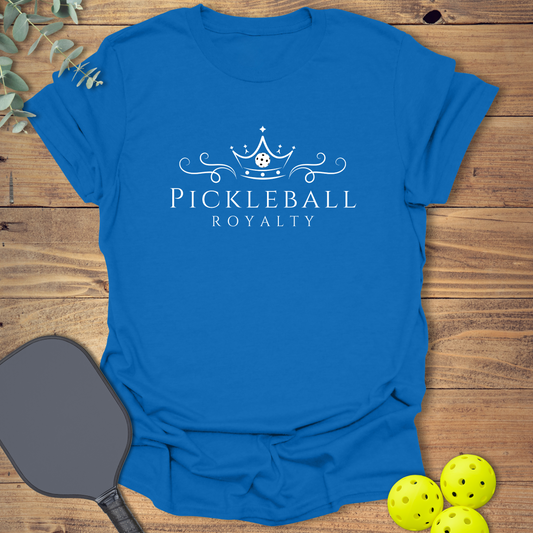 graphic pickleball t-shirt with a royalty design in royal blue