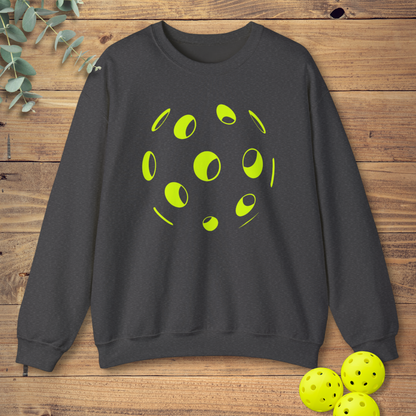 pickleball sweatshirt with a simple pickleball design in dark grey