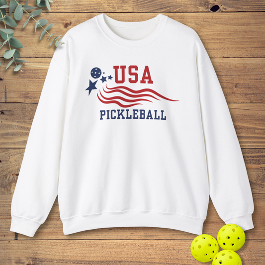 patriotic pickleball sweatshirt in white